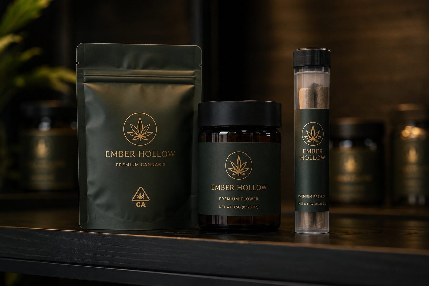 Custom printed cannabis packaging with logo