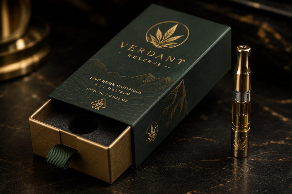 Custom printed cannabis carton box with a child-resistant sliding drawer and premium branding